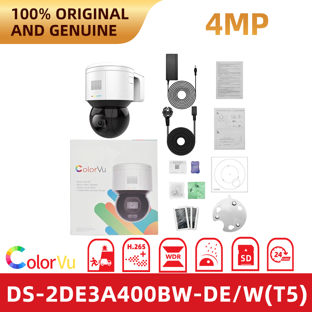 Outdoor Lighting No Electricity - Hikvision DS-2DE3A400BW-DE/W(T5) 4MP Wi-Fi PTZ-camera ColorVu