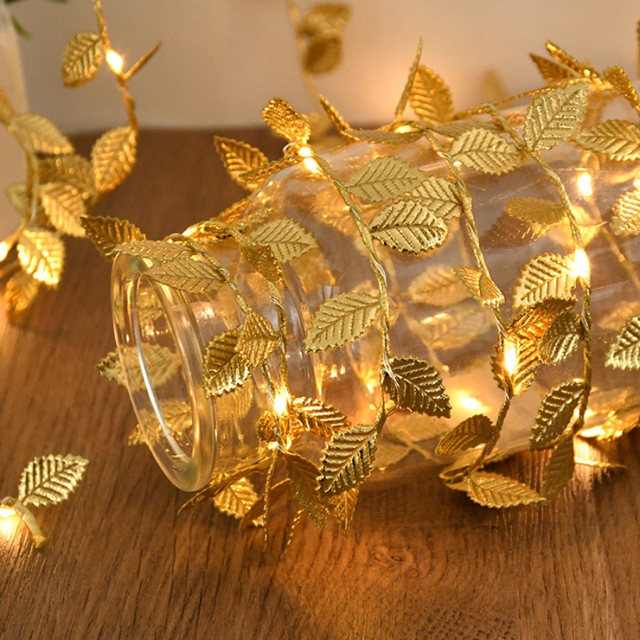 Lighting Wedding Outdoor - Gouden blad rotan koperdraad lichtsnoer op