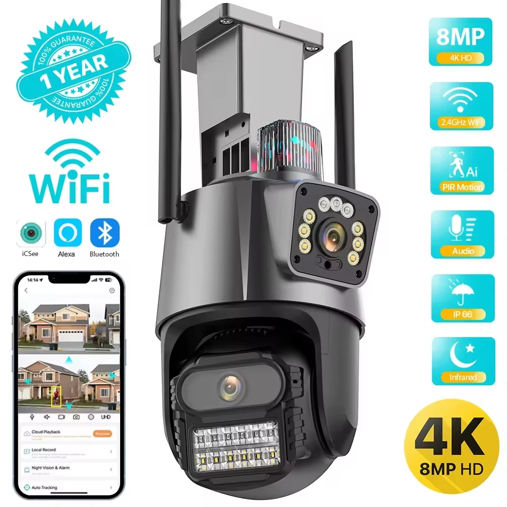 Outdoor Lighting No Electricity - Outdoor Wifi PTZ-camera 4K 8MP HD