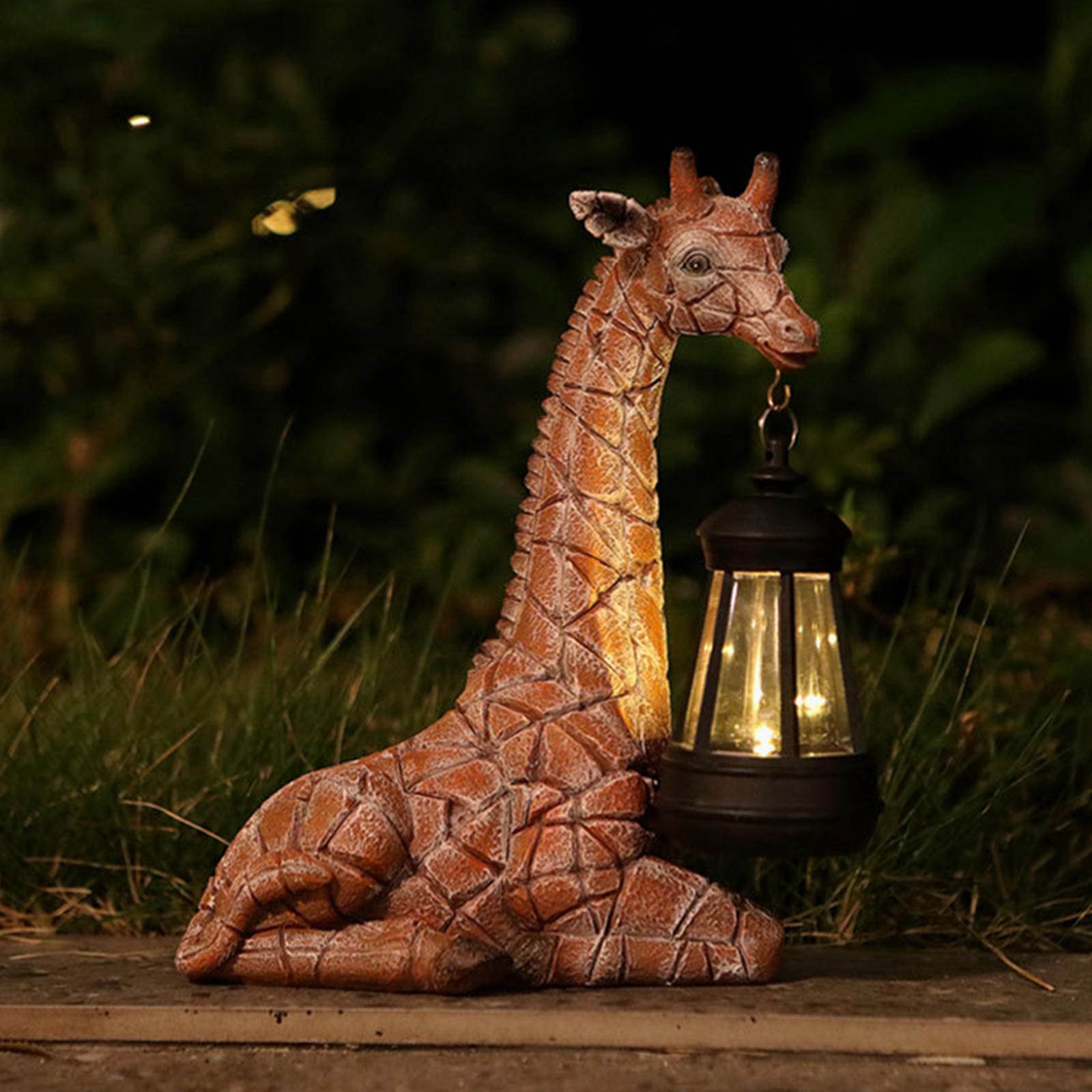 Outdoor Lighting Collections - Tuin-giraffenbeeld met zonne-aangedreven lantaarn, lichtopvangend micro-landschap,